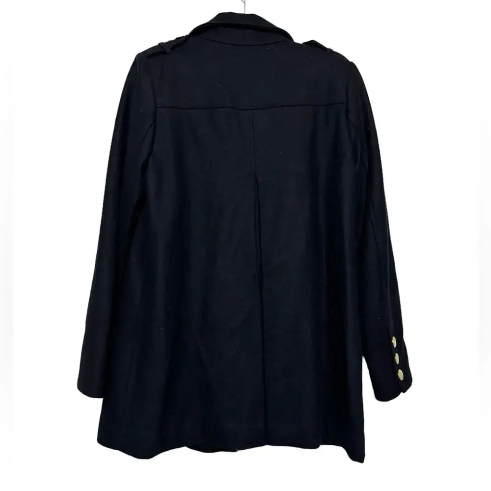 Guess Navy Blue Gold Wool Blend Winter Pea‎ Coat Women’s Size Medium